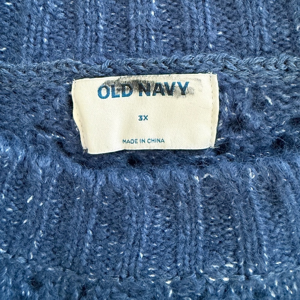 Old Navy Blue Ruffle Trim Pointelle Long Sleeve Cozy Knit Sweater NWOT Size 3X - Picture 5 of 6